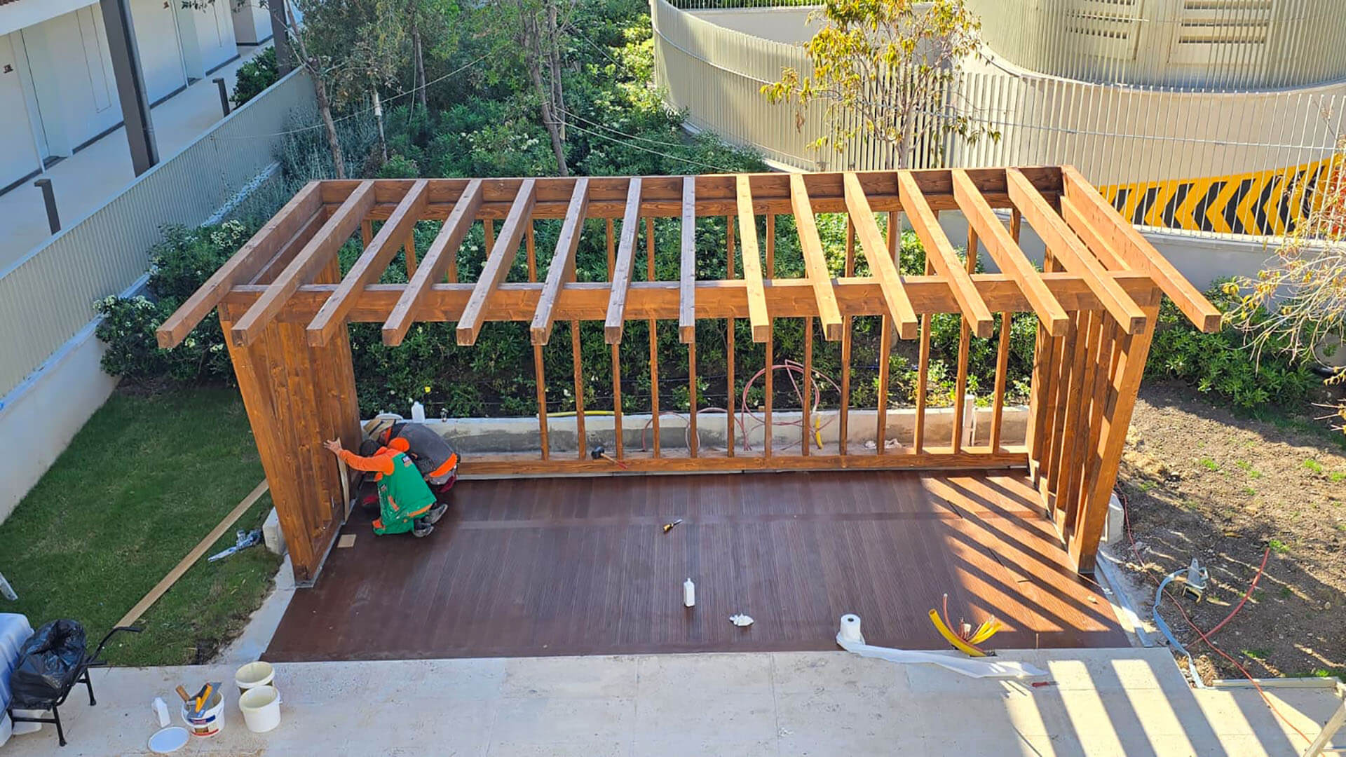 İş Bankası Marmaris Eğitim ve Dinlenme Tesisi - Açık Mutfak Pergola Strüktürü