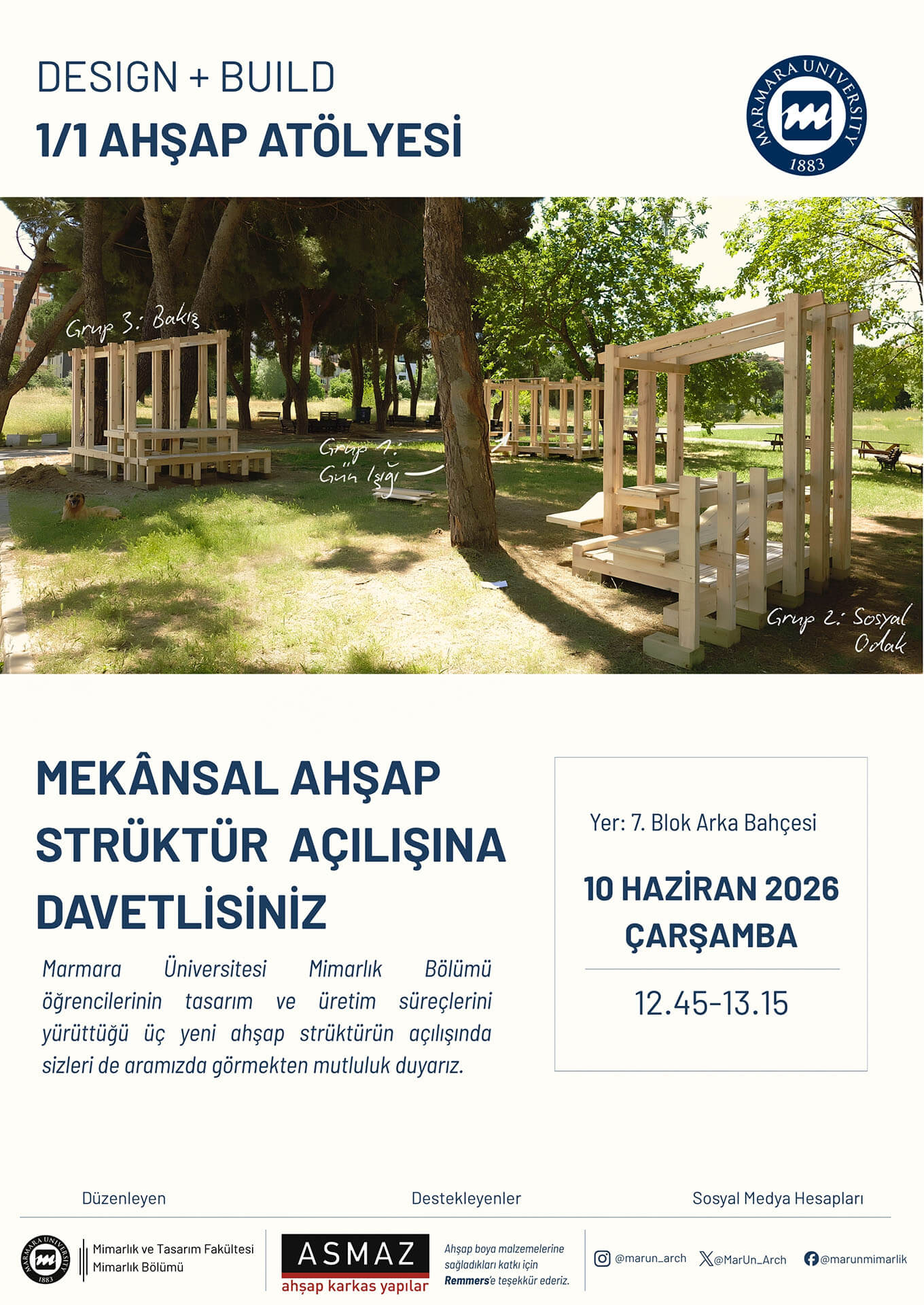 Marmara Üniversitesi Design+Build 1/1 Timber Workshop