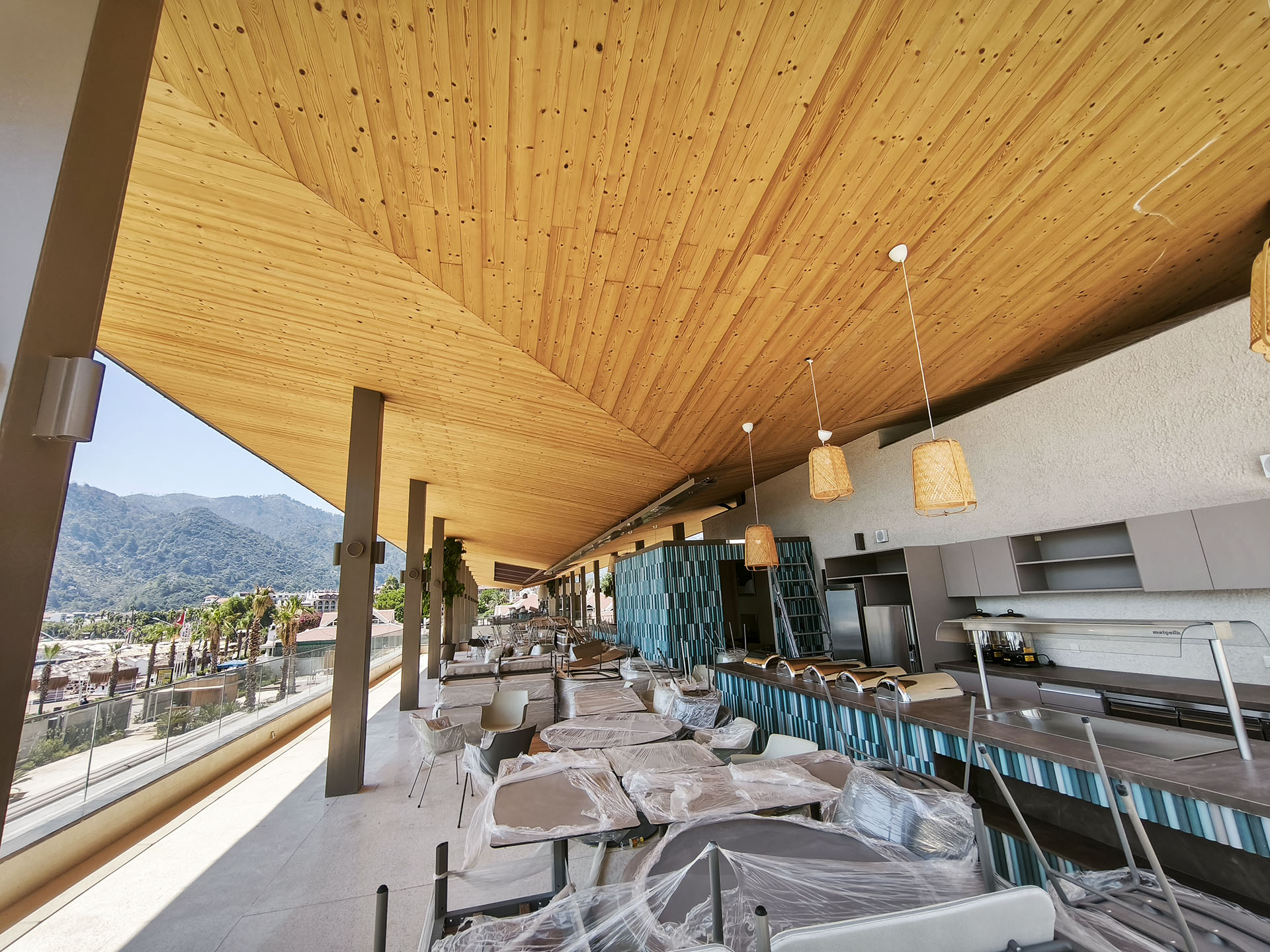 İş Bankası Eğitim ve Dinlenme Tesisi - Restoran Bloğu Ters Çatı Kanopi Strüktürü